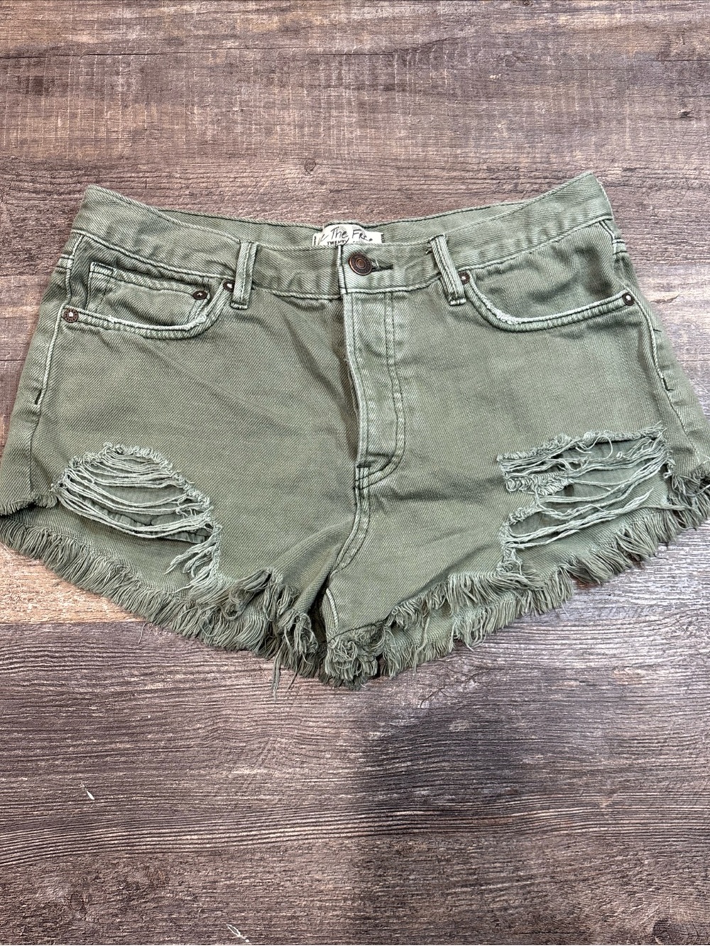We The Free Cut Off Shorts Size 27 Frayed Hem Button Fly